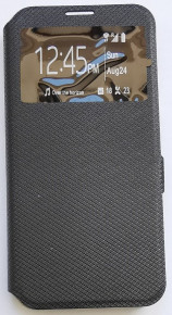 Кожен калъф тефтер стойка и клипс FLEXI S-View за Motorola One Action черен